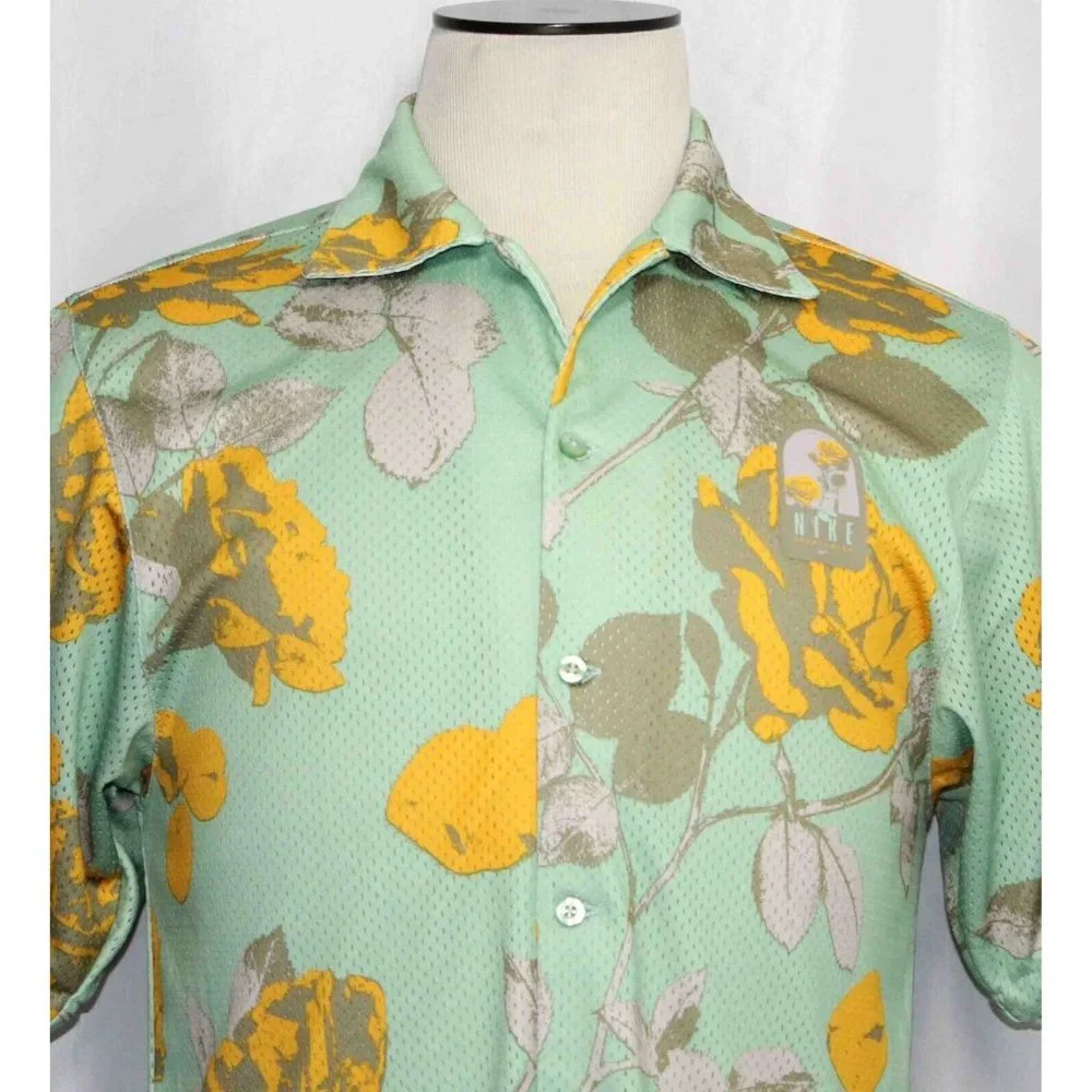 Nike Dri-Fit Rose City S/S Button Front Mesh Shirt‎ FJ1650-308 Mens Size XS